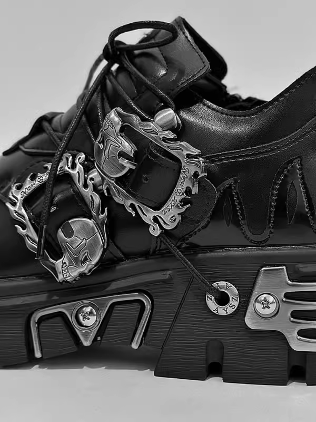 Punk Metal Leather Shoes st1643