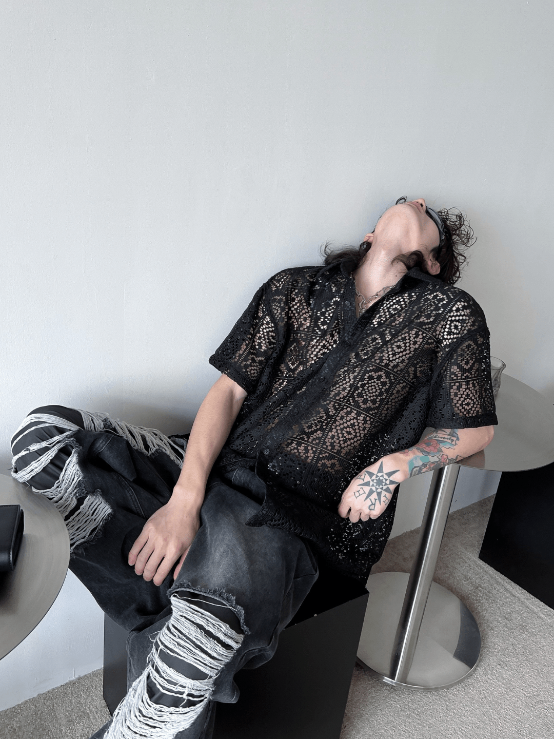 hollow design sense loose shirts st1791
