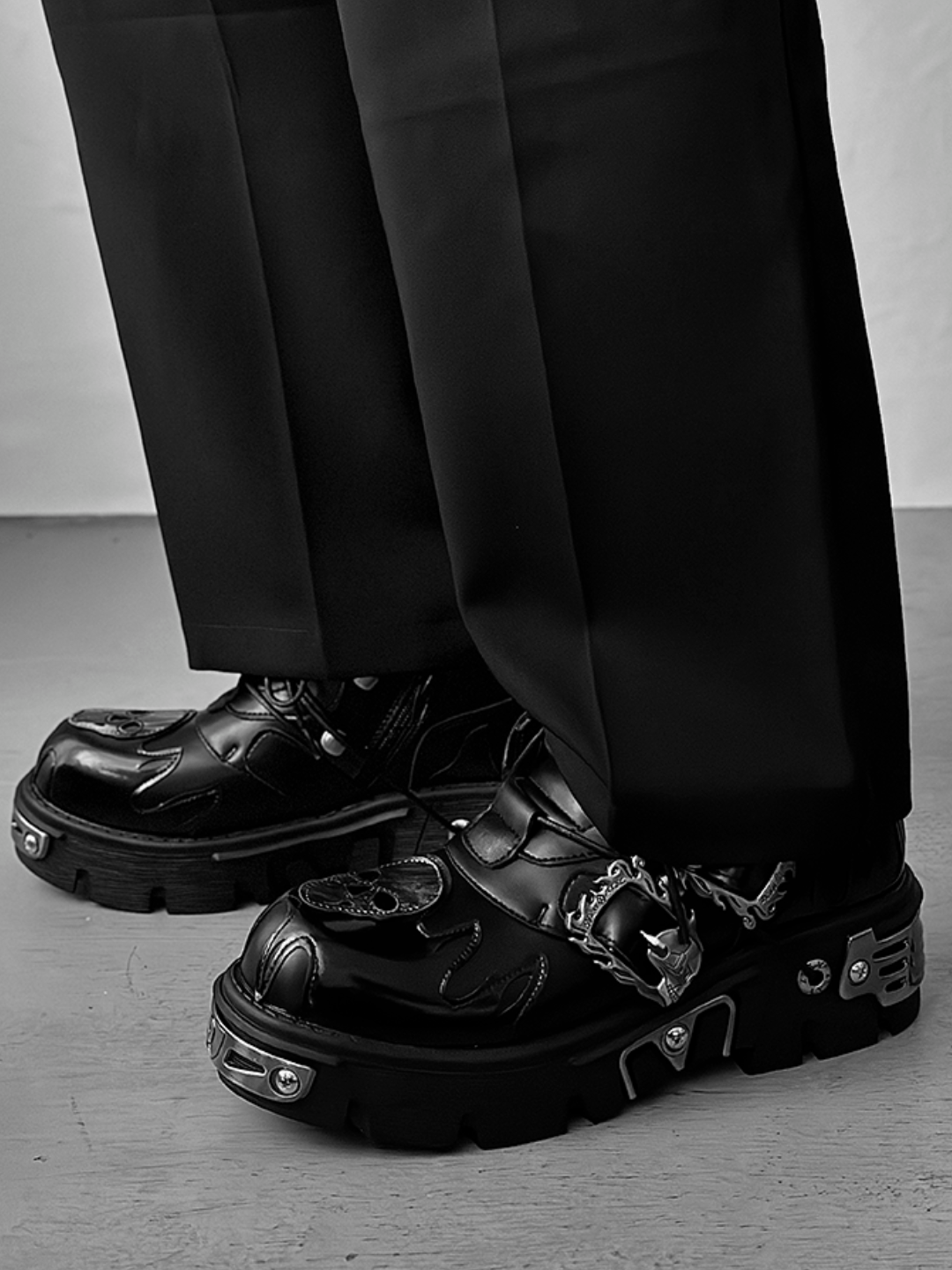 Punk Metal Leather Shoes st1643