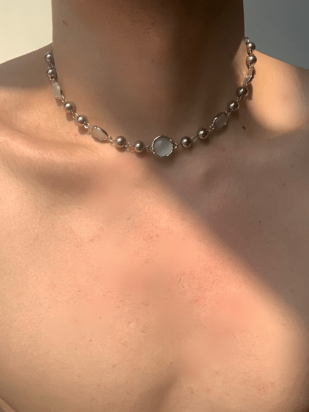 silver simple design chain necklace st2296