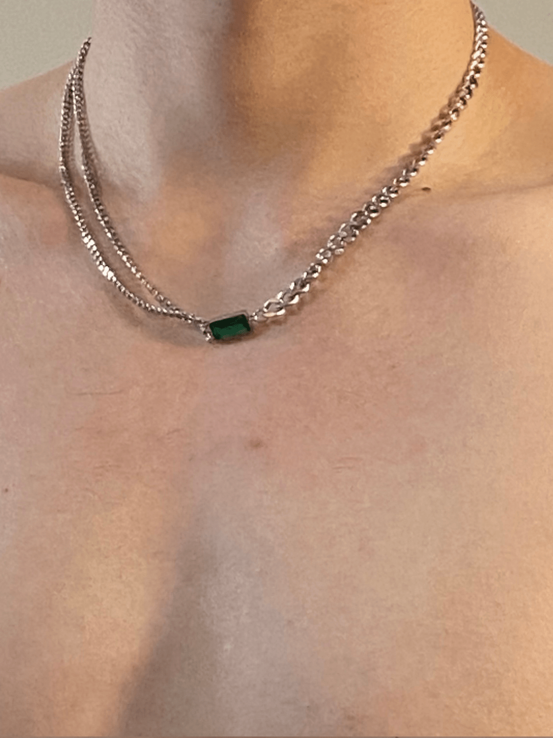 square green diamond necklace ST2295
