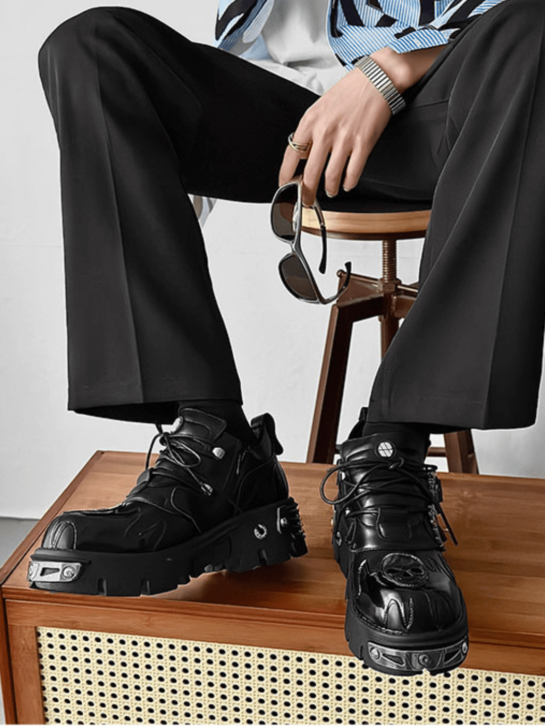 Punk Metal Leather Shoes st1643