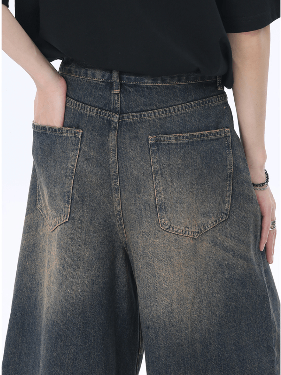 washed straight denim pants shorts st1626