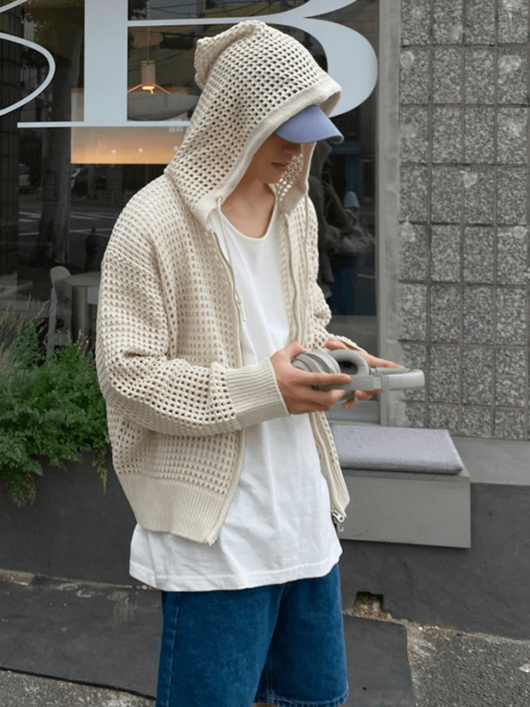 Trendy mesh hoodie st1204