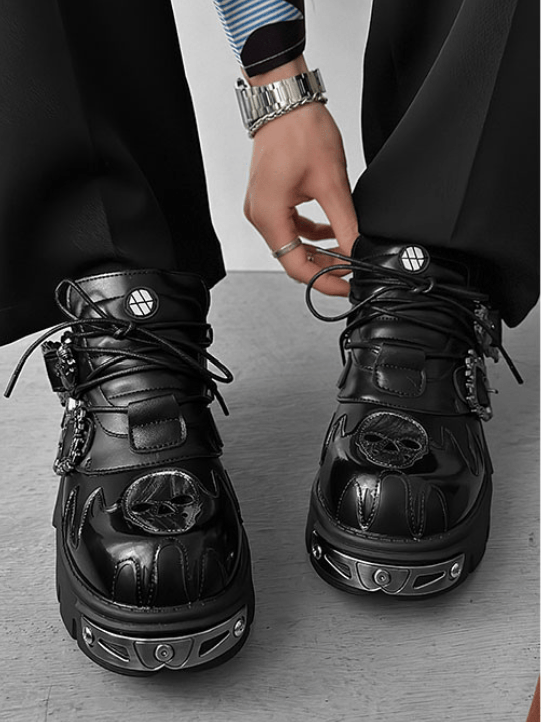 Punk Metal Leather Shoes st1643