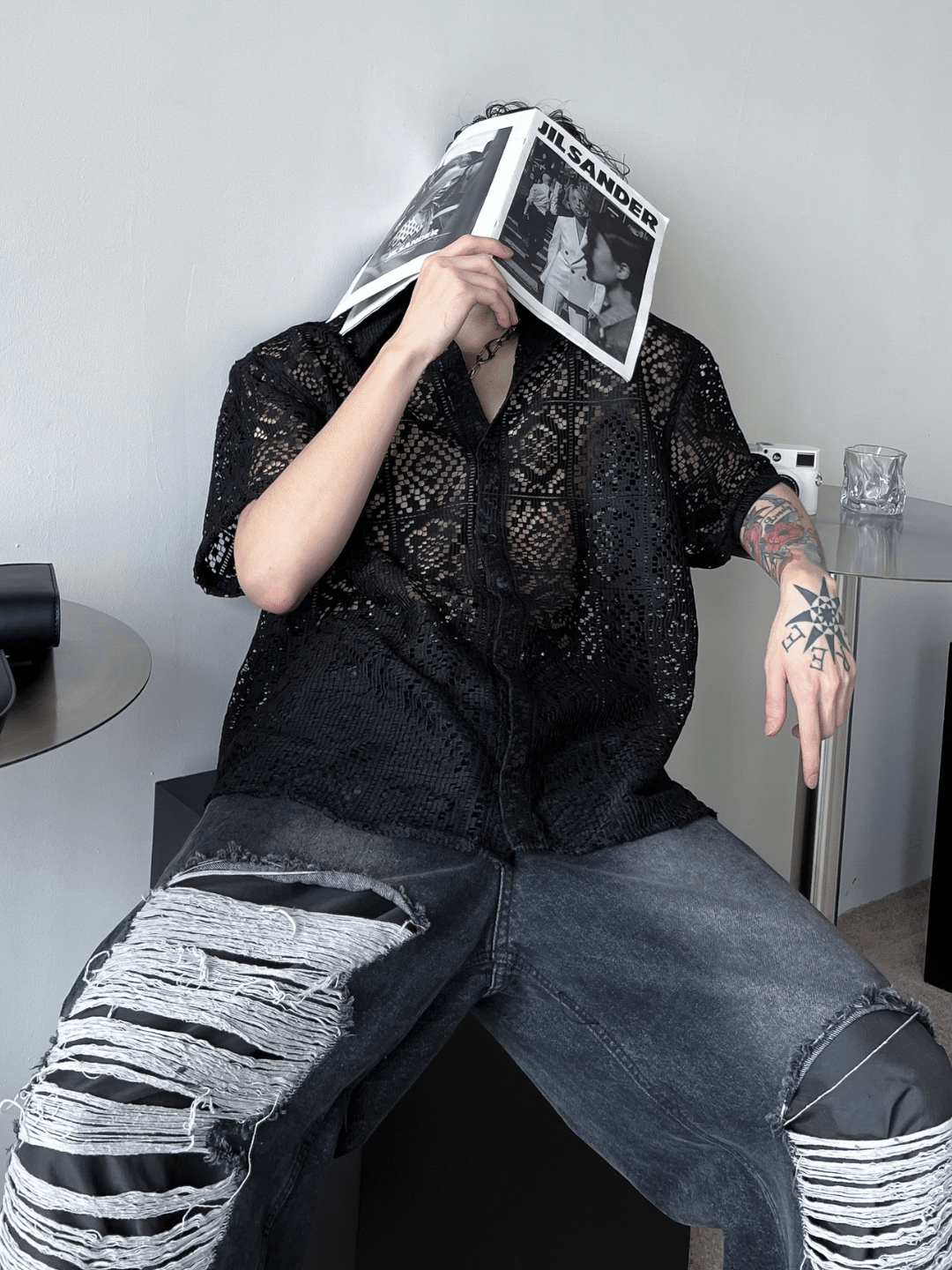 hollow design sense loose shirts st1791
