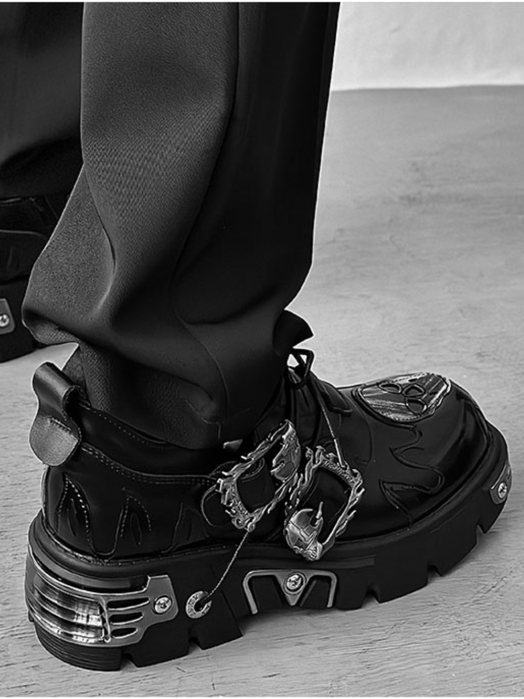Punk Metal Leather Shoes st1643
