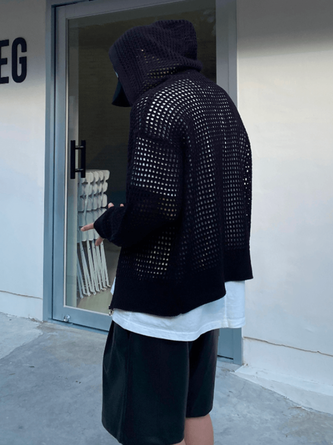 Trendy mesh hoodie st1204