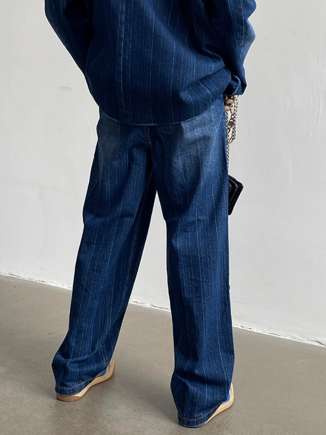 [GENESISBOY] Washed striped loose denim suit st1311