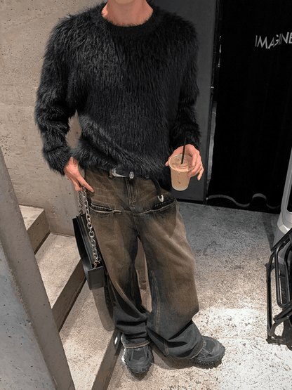 [HOZI] Round Fur Knit st1535