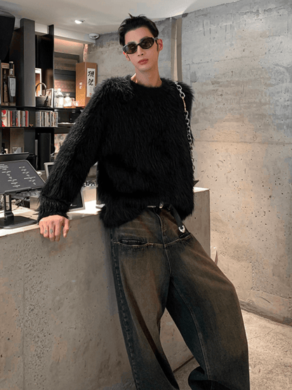 [HOZI] Round Fur Knit st1535