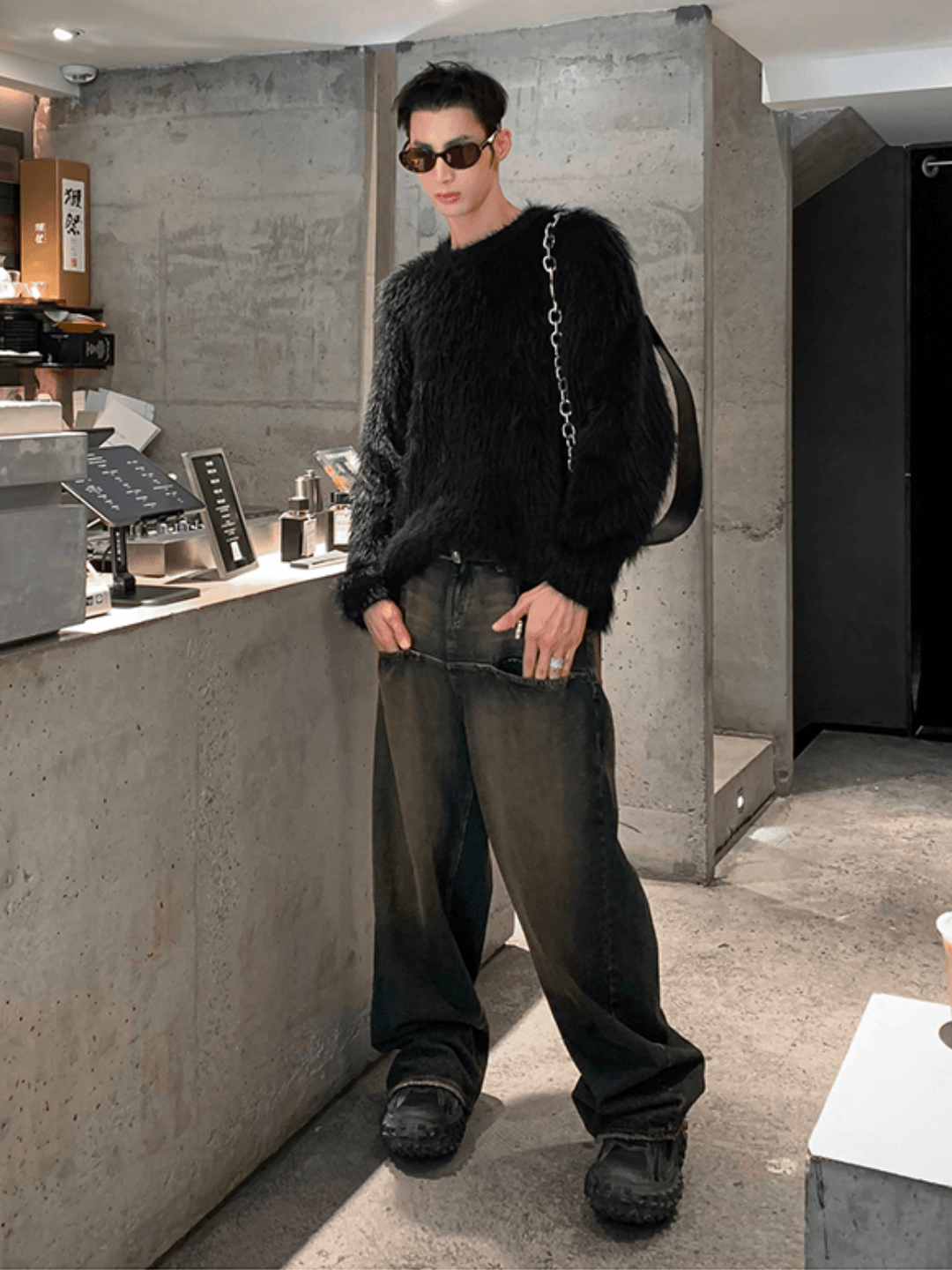 [HOZI] Round Fur Knit st1535