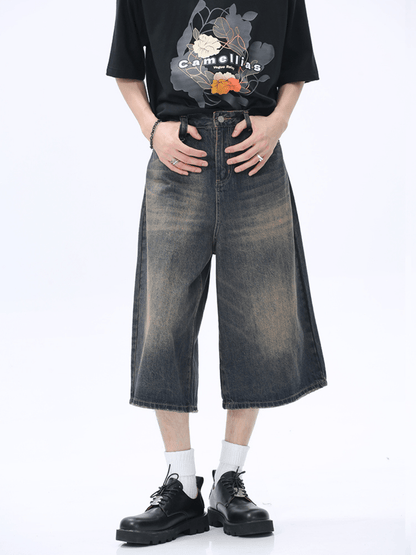 washed straight denim pants shorts st1626