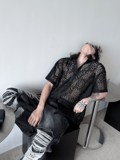 hollow design sense loose shirts st1791
