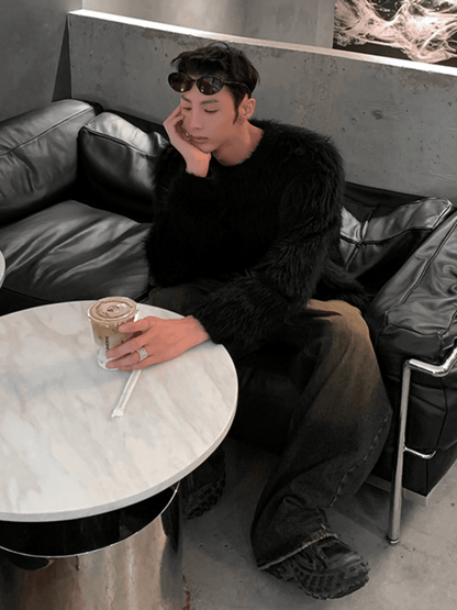 [HOZI] Round Fur Knit st1535