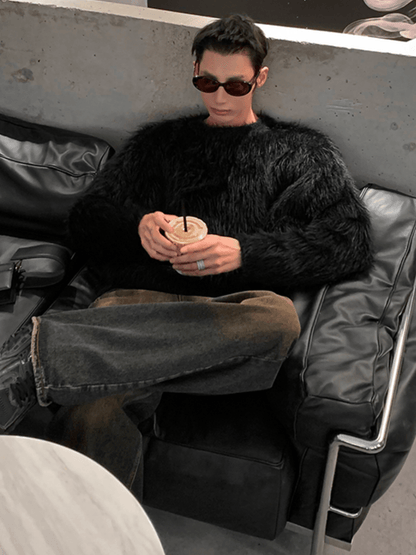 [HOZI] Round Fur Knit st1535