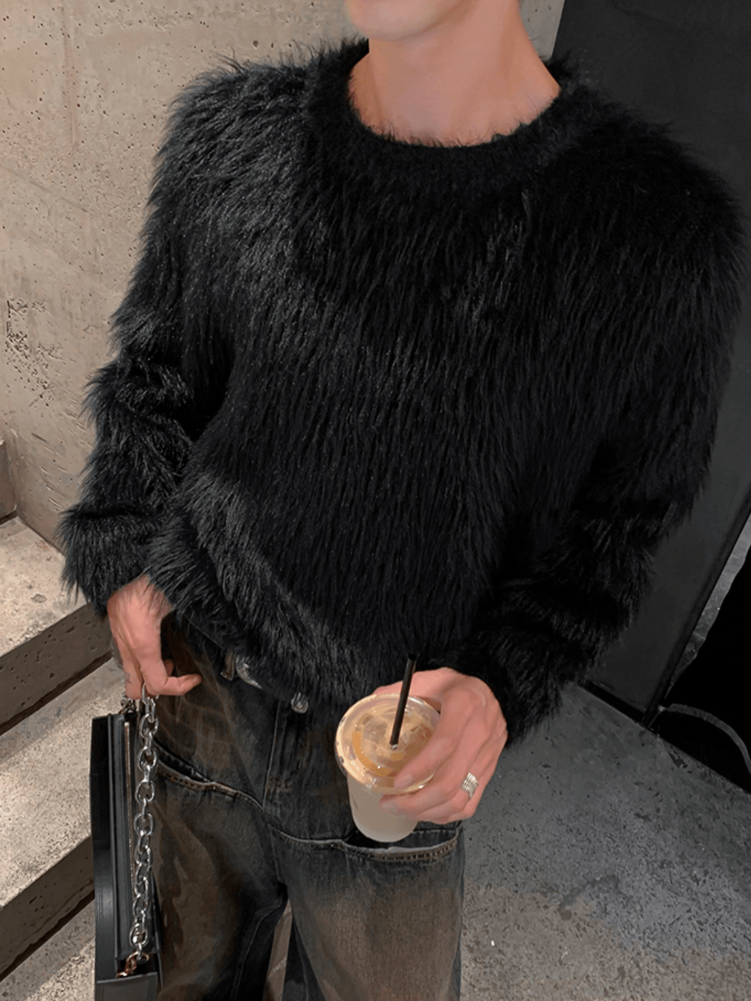 [HOZI] Round Fur Knit st1535
