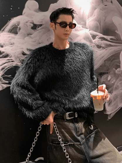 [HOZI] Round Fur Knit st1535