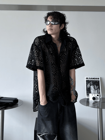 hollow design sense loose shirts st1791
