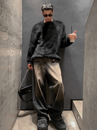 [HOZI] Round Fur Knit st1535