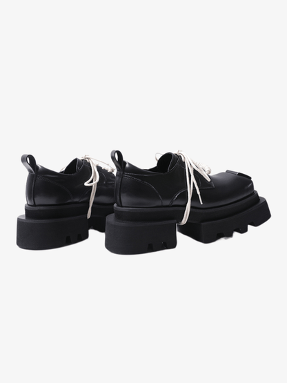 leather square head lace-up Derby shoes st1896