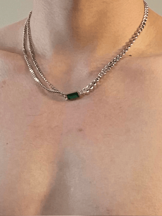 square green diamond necklace ST2295
