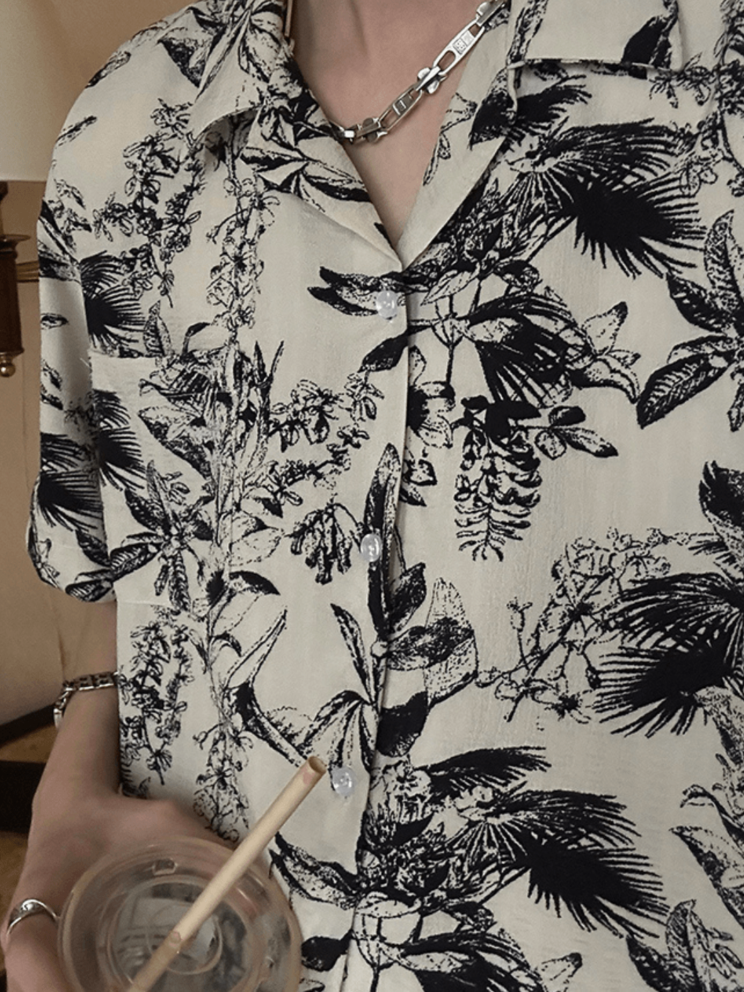 [JM HOMME] Tide Printed Short-sleeved Shirt st1747
