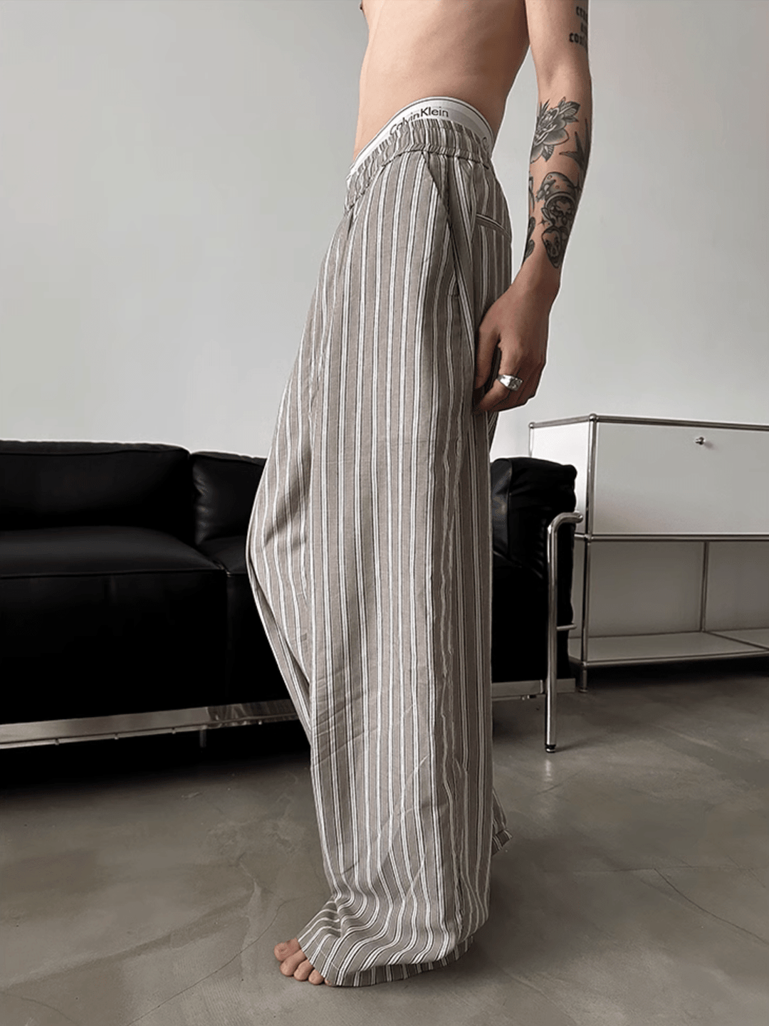 [GENESISBOY] striped cotton loose pants st2077