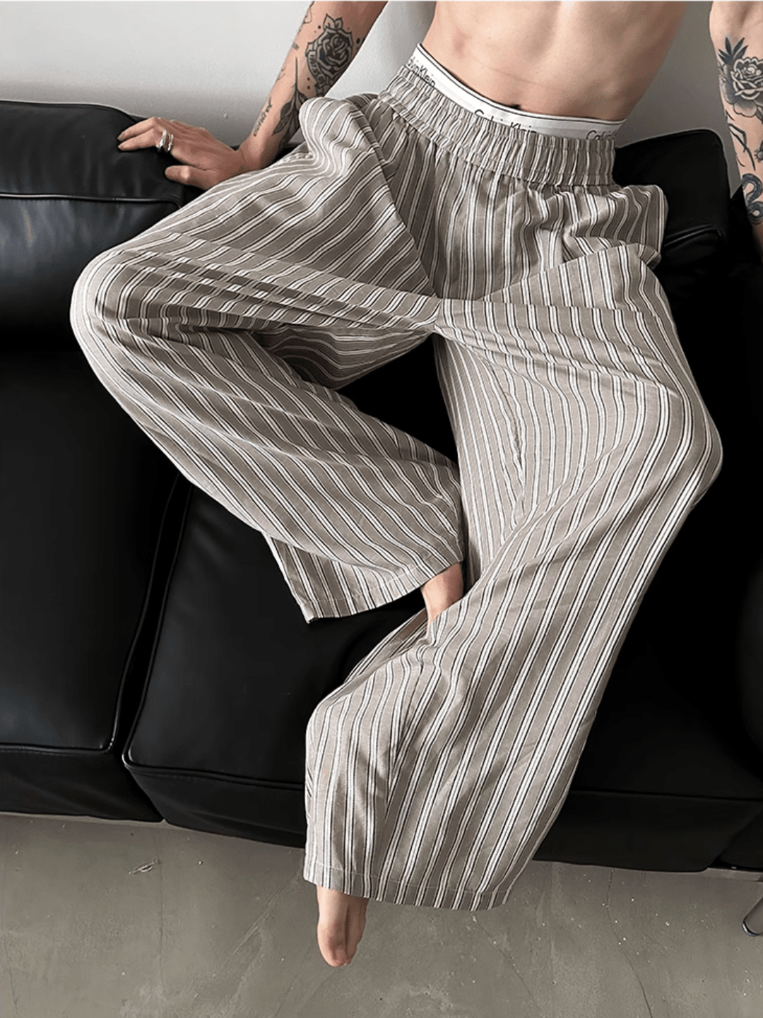 [GENESISBOY] striped cotton loose pants st2077