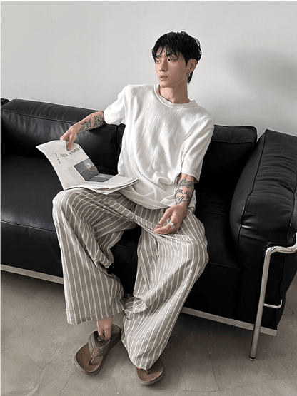 [GENESISBOY] striped cotton loose pants st2077