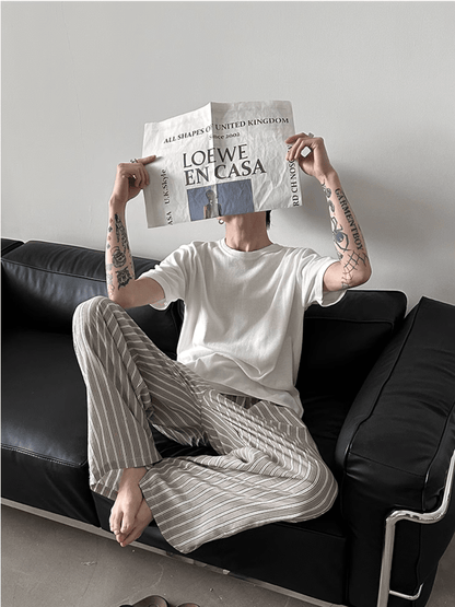 [GENESISBOY] striped cotton loose pants st2077