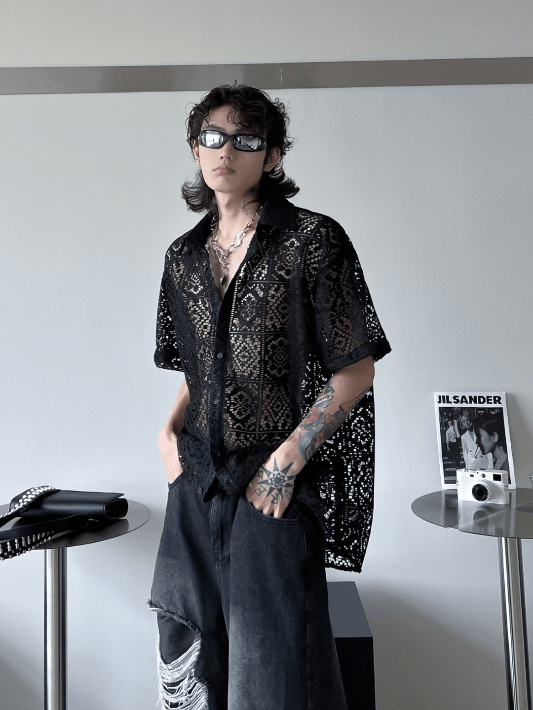 hollow design sense loose shirts st1791