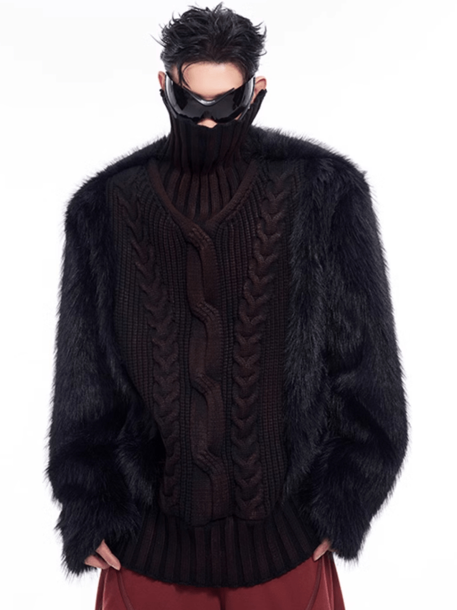 [STARTEXCEEDEND] Fur turtleneck sweater st2795