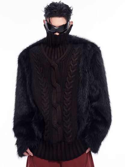 [STARTEXCEEDEND] Fur turtleneck sweater st2795