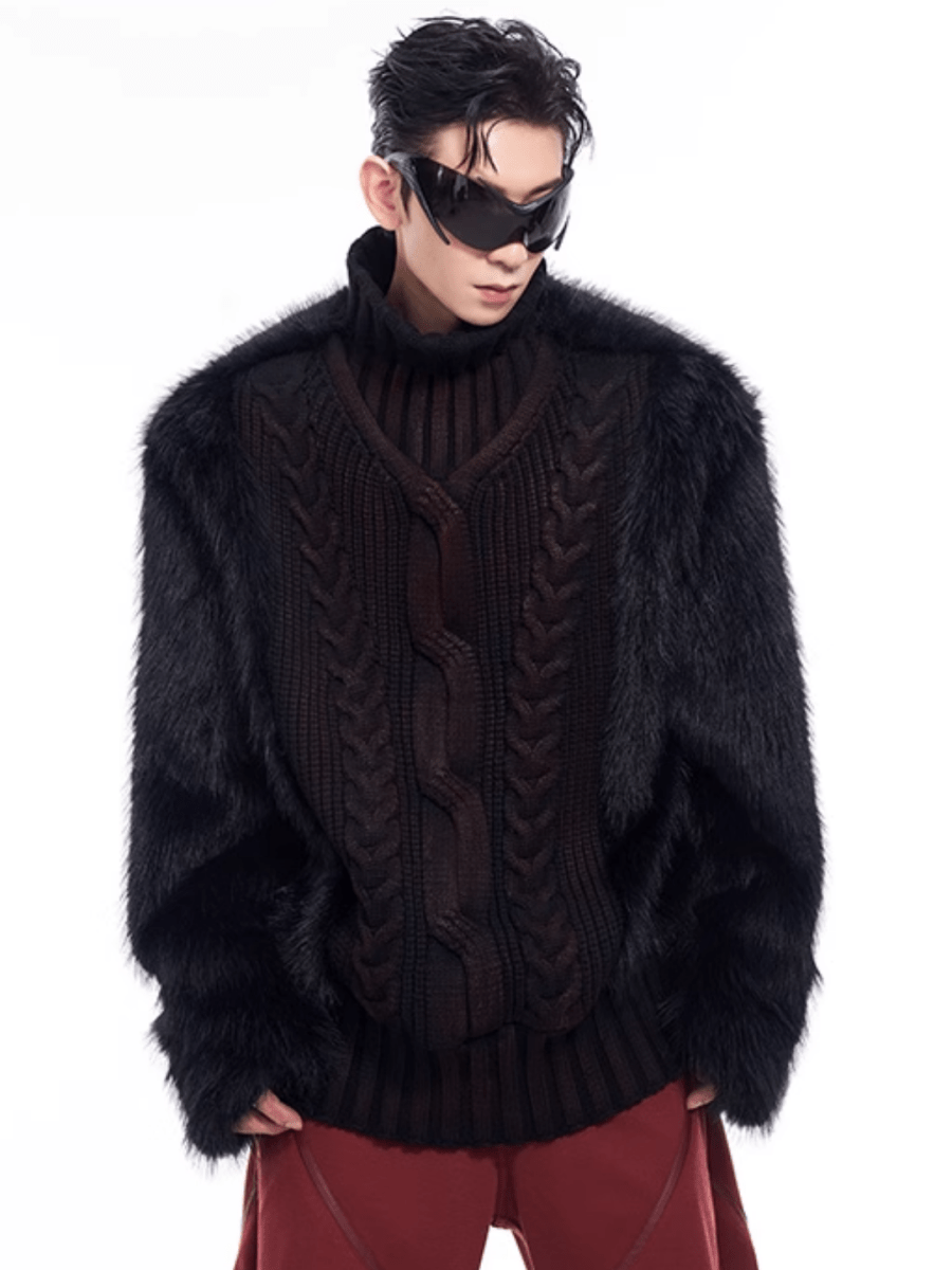 [STARTEXCEEDEND] Fur turtleneck sweater st2795