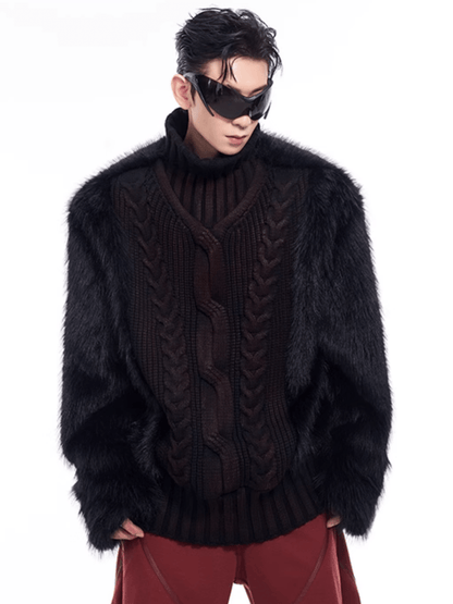 [STARTEXCEEDEND] Fur turtleneck sweater st2795