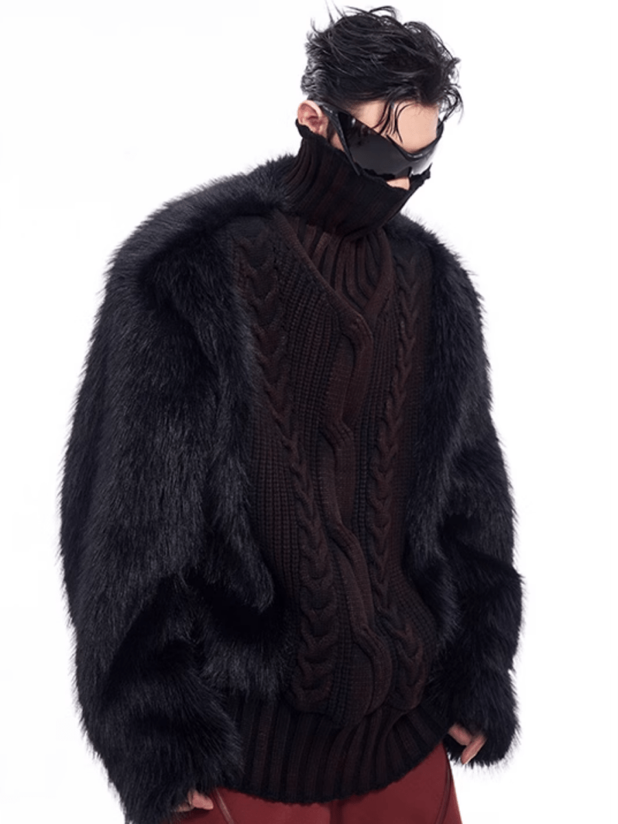 [STARTEXCEEDEND] Fur turtleneck sweater st2795