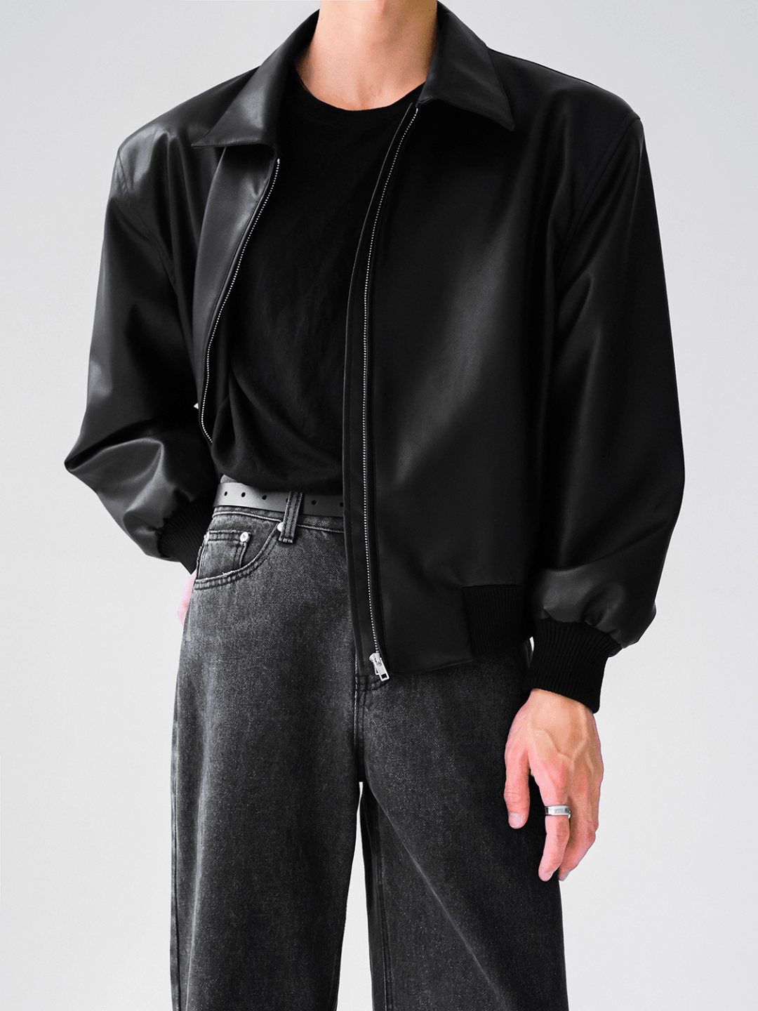 [HOHO] Dumb black leather jacket st1523