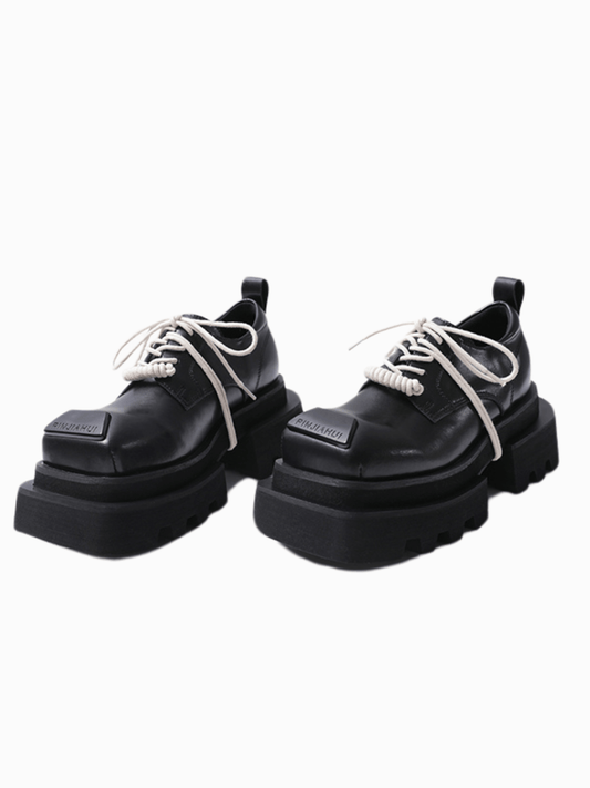 leather square head lace-up Derby shoes st1896