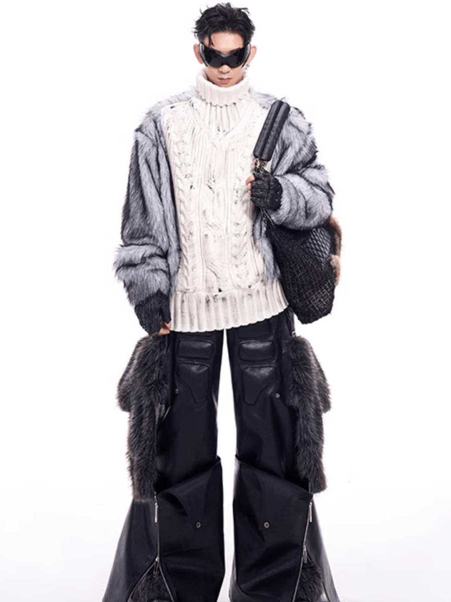 [STARTEXCEEDEND] Fur turtleneck sweater st2795