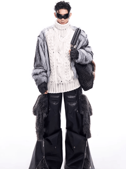 [STARTEXCEEDEND] Fur turtleneck sweater st2795