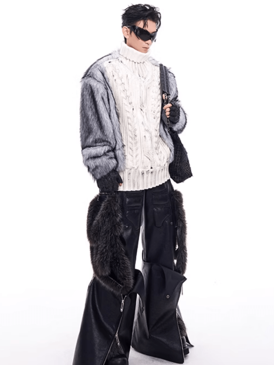 [STARTEXCEEDEND] Fur turtleneck sweater st2795