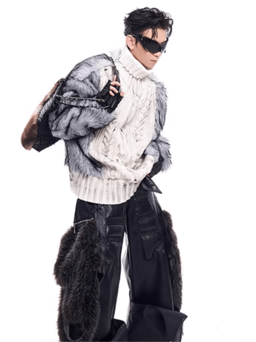 [STARTEXCEEDEND] Fur turtleneck sweater st2795