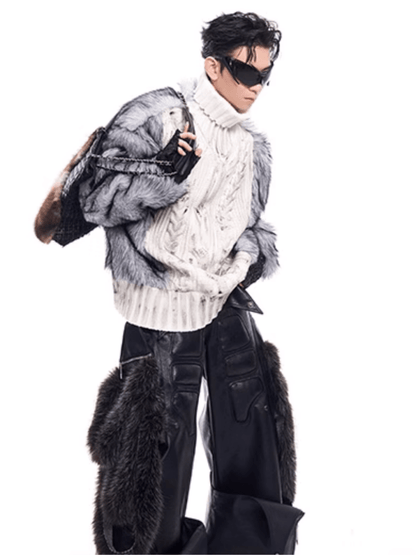 [STARTEXCEEDEND] Fur turtleneck sweater st2795