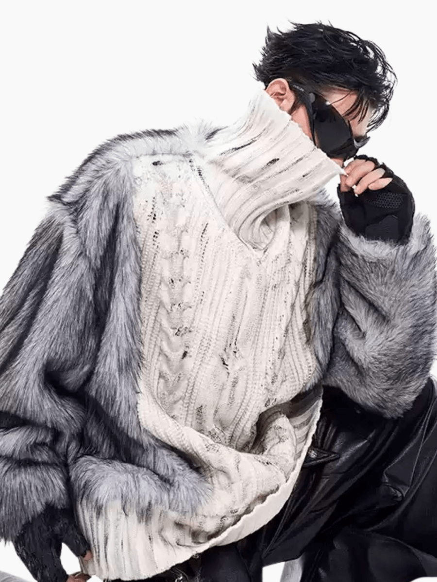 [STARTEXCEEDEND] Fur turtleneck sweater st2795