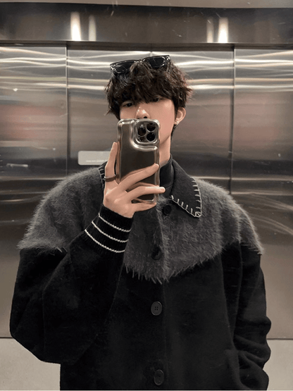 [JM HOMME] Clashing color loose sweater jacket st1764