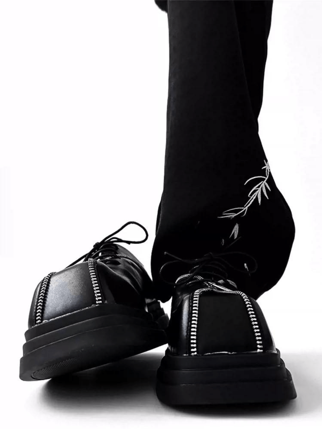 Square head leather shoes st2123