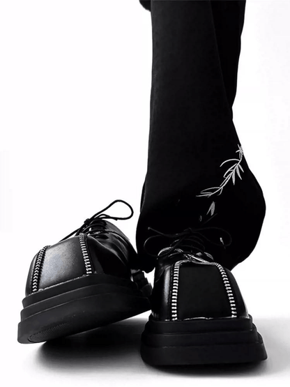Square head leather shoes st2123