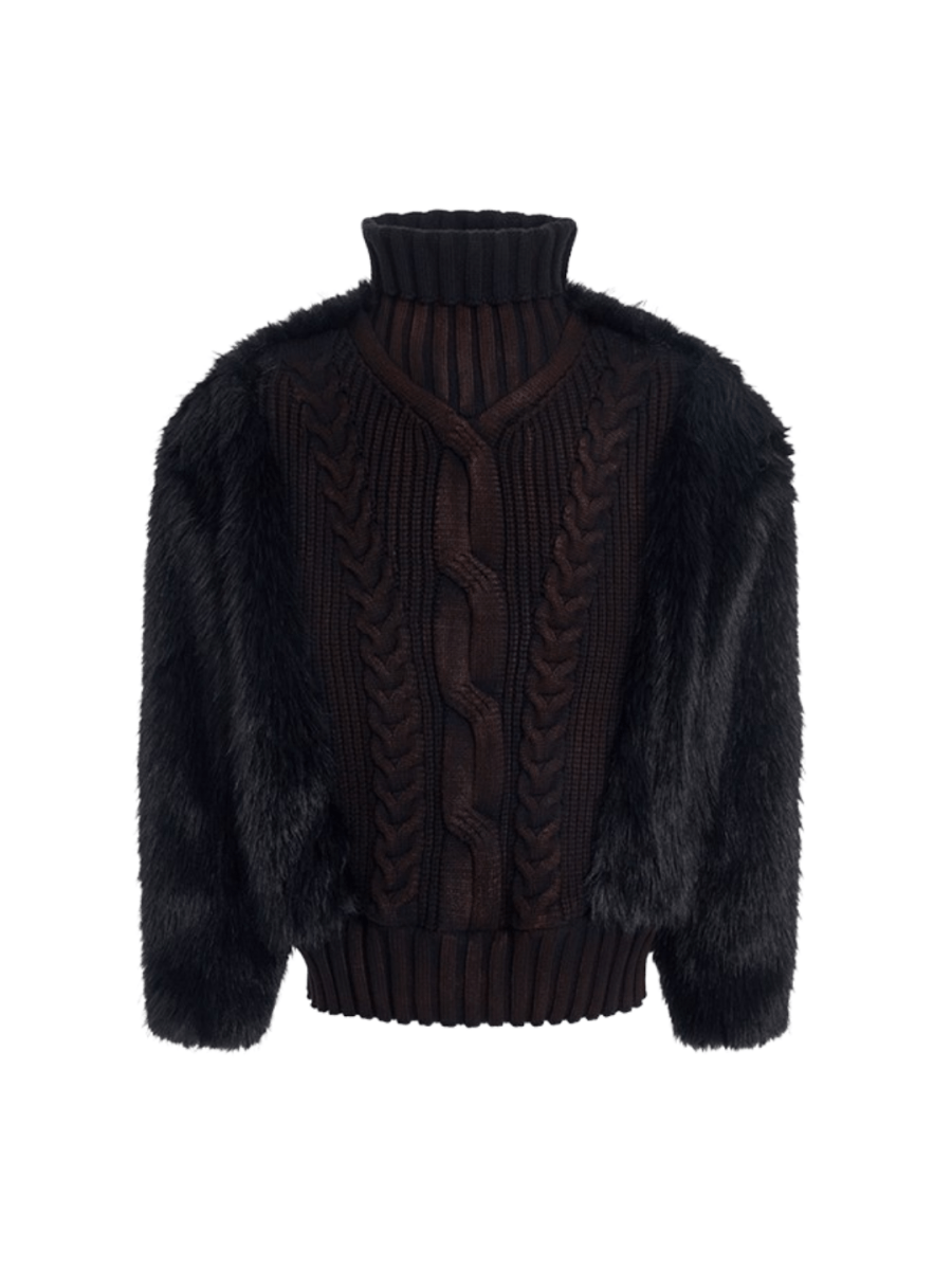[STARTEXCEEDEND] Fur turtleneck sweater st2795