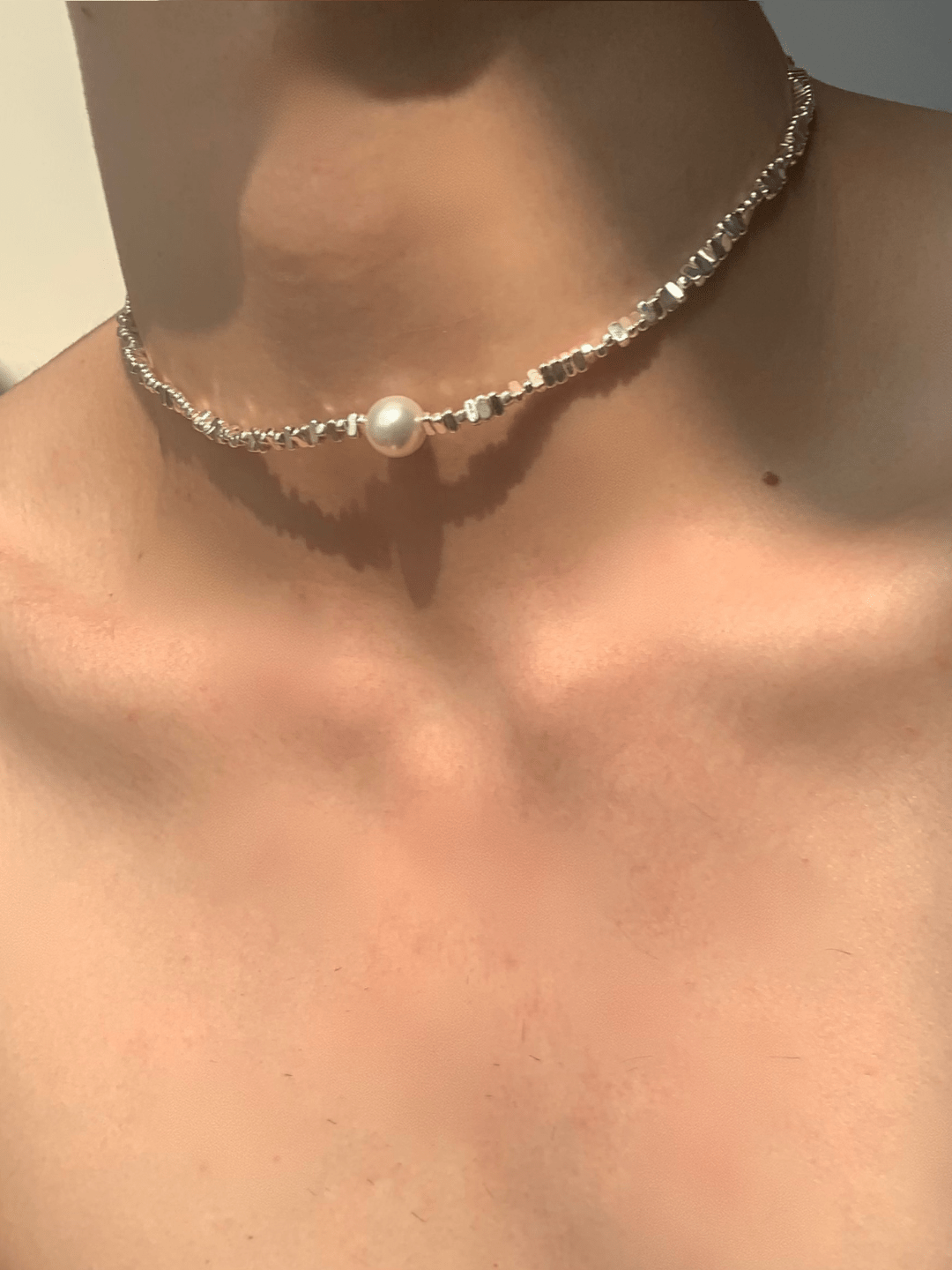 pearl jewelry simple silver necklace st2297